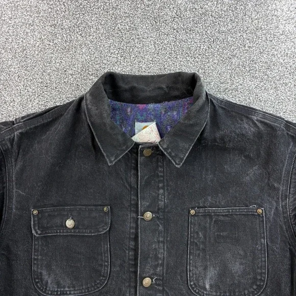 Vintage Carhartt Southwest Chore Jacket Mens L Double Black Denim